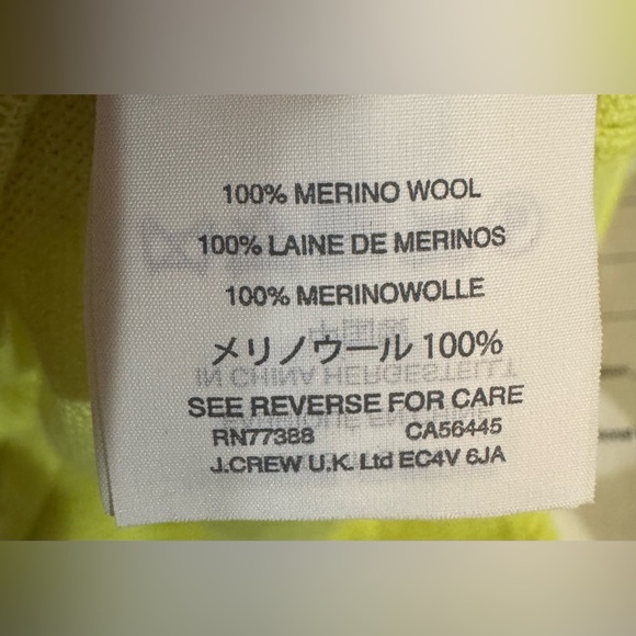 J. Crew Vibrant Yellow 3/4 Sleeve Merino Wool 100% Sweater Size Medium - Picture 6 of 8